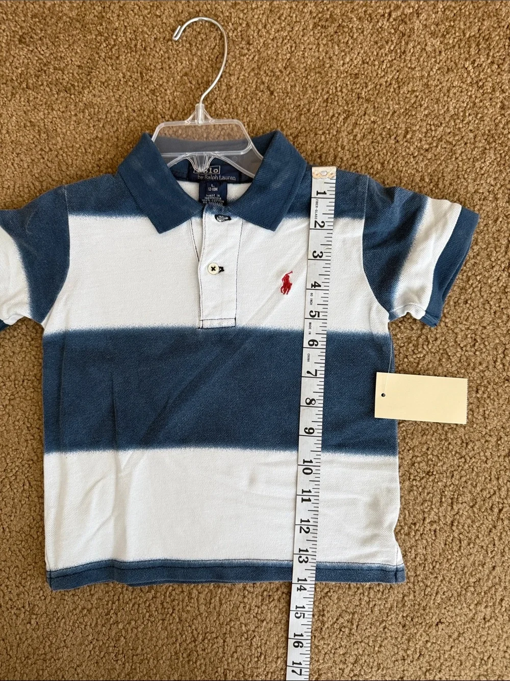 12-18 M Ralph Lauren Boys' Navy & White Striped Polo Shirt